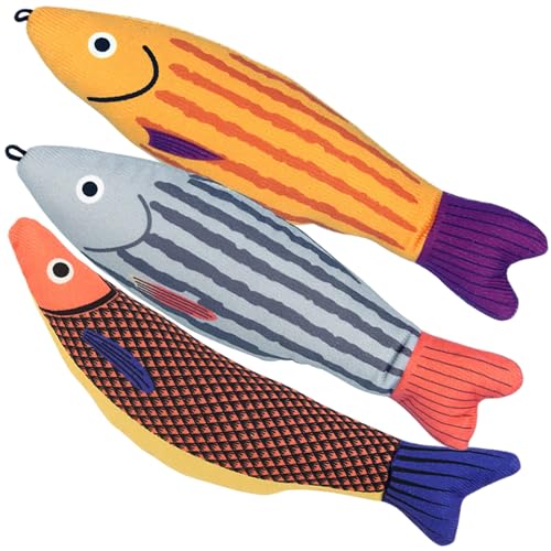 3pcs Katzenkissen Fischspielzeug, weiche und sichere Katzenminze -Spielzeug interaktiver Katzenfischspielzeug Catnip Crinkle Sound Toys Interactive Fish Plüschkicker -Spielzeug für Innenkatzen K von Veesper