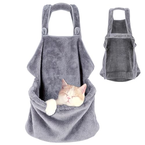 Veesper Katzenschürze-Träger, weiche Plüsch-Katzenträger-Beutel Warmer Katzenträgerbeutel mit Vordertasche und Drawschnell-Hörfreakträgern für Katzenschlafen Katzen von Veesper