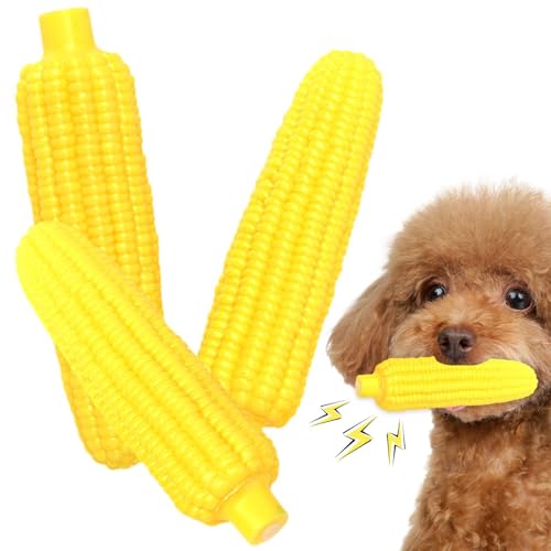 Veeteah Corn Dog Zahnbürste, Corn Cob Hundespielzeug | Saubere Zähne Kauspielzeug Interaktives Hundespielzeug,3-teiliges, klingendes Quietschspielzeug, Spielzeug zum Zähneknirschen, bissfest zum von Veeteah