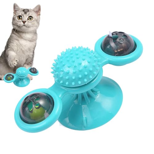 Veeteah Katzenspielzeug mit Saugnapf, interaktives Katzenspielzeug - Interaktives Drehspielzeug mit LED-Licht für Katzen,Interaktives Katzenspielzeug mit Saugnapfbasis für Katzen, Kätzchen, Spielen, von Veeteah