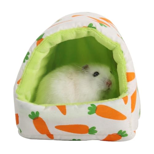 Veeteah Kleintierbett - Süße halbgeschlossene Hamsterhäuser mit Karottenmuster,Warme Haustierbetten, sicheres Hamsterbett für kleine Haustiere, Frettchen, Chinchilla von Veeteah