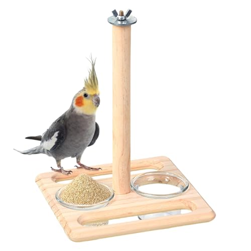 Veeteah Vogelkäfig-Sitzstange,Vogel-Sitzstangen für Käfig, Holz-Lovebird-Barschständer, Vogelständer, Sitzstange für Vogelkäfig, Vogelfutter, Wasserspender, Sitzstangen für Grauaras von Veeteah