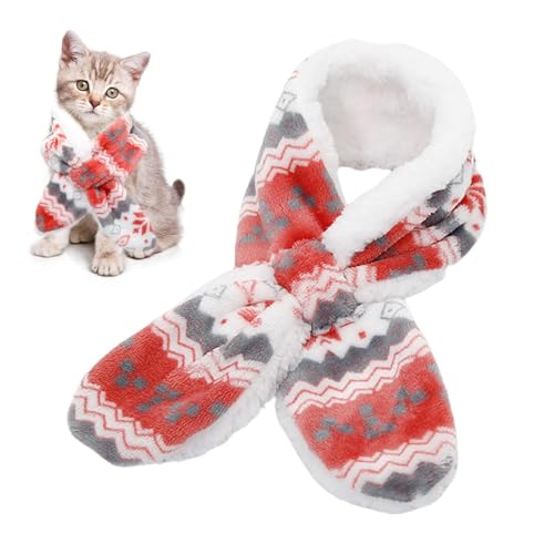 Veeteah Weihnachts-Haustier-Schal, Hunde-Bandanas | Welpe Katzenkostüm Plüschschal,Katzen-Weihnachtskostüm, Hund, Haustier, Winter-Urlaubsschal für festliches Weihnachts-Ferien-Accessoire von Veeteah