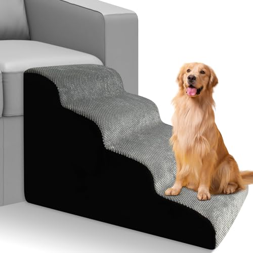 Vefhby Hundetreppe für Kleine Hunde, 4 Stufen 50cm Haustiertreppe für Sofa und Bett, Hunderampe Katzentreppe mit Abnehmbarem, Waschbarem Hunde Treppe von Vefhby