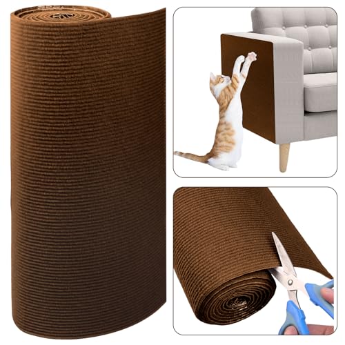 Vefhby 40 x 200cm Kratzmatte Katze, Selbstklebend Kratzteppich Katze Wand, DIY Trimmbarer Kratzwand für Katzen Sofa, Kratzteppich Katze Kratzschutz für Schützt Möbel (Braun) von Vefhby