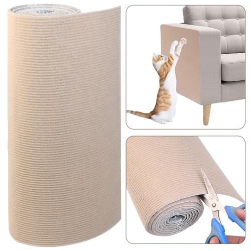 Vefhby 40 x 200cm Kratzmatte Katze, Selbstklebend Kratzteppich Katze Wand, DIY Trimmbarer Kratzwand für Katzen Sofa, Kratzteppich Katze Kratzschutz für Schützt Möbel (Khaki) von Vefhby