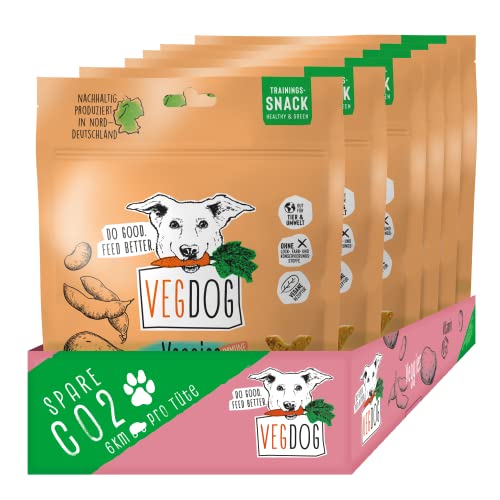 VEGDOG VEGGIES immune Veganer Snack für Hunde, getreiefreier Trainingssnack für Allergiker mit Kartoffel und Favabohne für ein starkes Immunsystem, Vorteilspack 10 x 125 g von VEGDOG