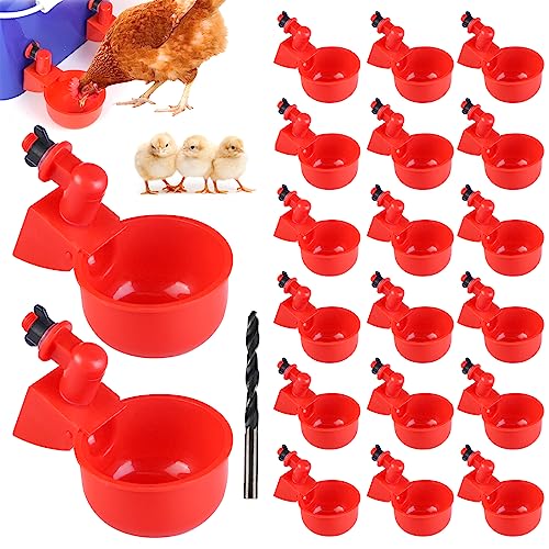 20 Stück Hühnertränke - Automatische Geflügeltränke, Chicken Drinker Cups Hühnerwasserbecher, GeflüGel Trinker Geflügel Waterer, Water Drinking Dispenser Cups für Vögel Hühner Geflügel Kükenstall von Vegena