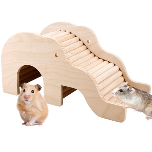 Hamster Holzhaus,Hamster-Kletterleiter, Hamsterleiter, Hamster Spielzeug, Hamsterhaus, Holz-Kletterspielzeug und Brückenkäfig-Dekoration für Kleine Haustiere, Rennmäuse, Zwergmäuse,Hamster von Vegena