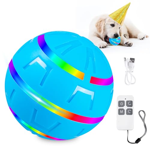 Interaktives Hunde Ball Spielzeug, Interaktives Hundespielzeug Ball, Automatisch Rollender Ball, Selbstrollender Ball Hund Mit Wiederaufladbar Hundeball Elektrisch Hundespielzeug Für Hunde Blau von Vegena