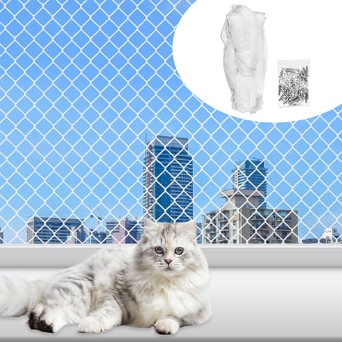 Katzennetz für Balkon,8x3M Balkonnetz für Katzen,Balkon Katzennetz Drahtverstärkt,Katzennetz Transparent,Katzenschutznetz,Katzennetz Balkon,Katzengitter Fenster für Gärten Fenster Treppe Terrassen von Vegena