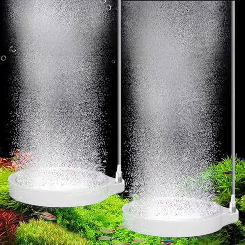 Luftsteine Aquarium, 2 Pcs Aquarium Luftstein Sauerstoff Stein, 100mm Aquarium Sprudler, Sauerstoff Stein Auströmer Nano-Blasen-Stein, Rund Sauerstoffblasen-Diffusor Für Nano Air Pumpen Eimer Aquarien von Vegena