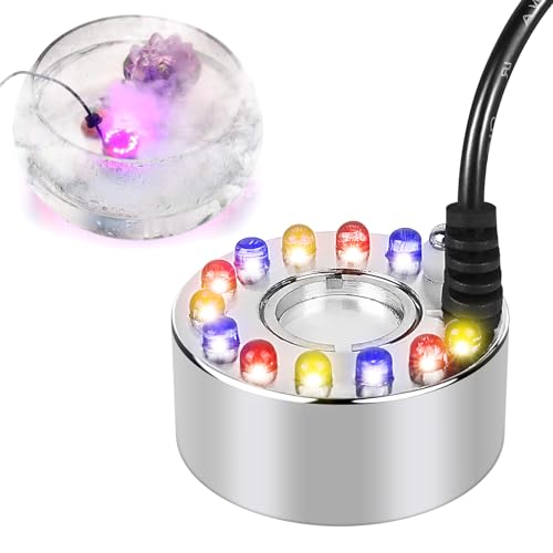 Ultraschall Vernebler, Mini Nebelerzeuger, Ultraschall Nebler, Mini Nebelmaschine, 12 Led Mister Fogger Water Fountain Pond Fog Machine 12 Led Three Color Gradient Atomizer Innen Oder Außenbrunnen von Vegena