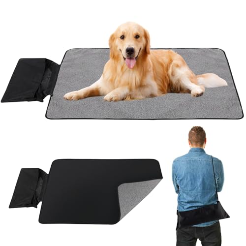 Vegena Hundedecke für Unterwegs - 100 x 70 cm, Wärmende Wasserfeste Hundematte Outdoor, Faltbare Reisedecke Hunde Katzen, Doppelseitige Hundedecke aus Fleece und Wasserdichtem Oxford von Vegena