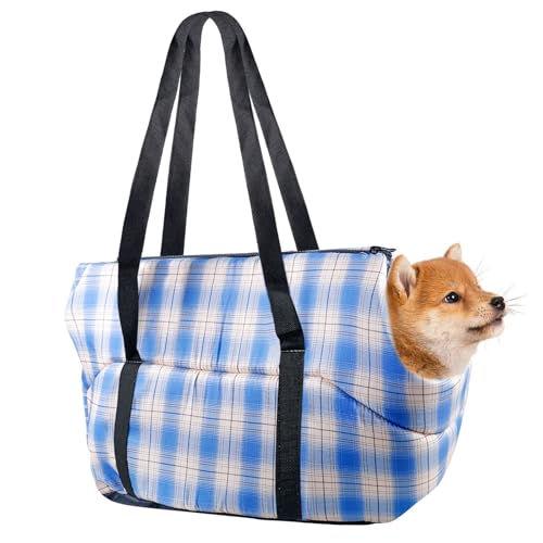 Hundetragetasche bis 10kg - Hundetasche für Kleine Hunde Katzentransporttasche Tragetasche Hund Outdoor Transporttasche Katze Hund Tragbare Katzentasche(43 * 24 * 30cm (Blau) von Vegena