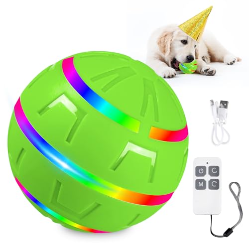 Vegena Interaktives Hunde Ball Spielzeug, Hundespielzeug Ball, Selbstrollender Ball Hund Automatisch Rollender Ball Hundeball Elektrisch Mit Wiederaufladbar Hundespielzeug Mit Led-Leuchten Für Hunde von Vegena