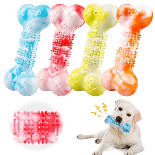 Vegena Hundespielzeug Quietschend Gummi Kauspielzeug Hund Hundespielzeug Knochen Spielzeug Hunde Welpenspielzeug, Große & Mittlere Hunde, Ideal zur Hunde Zahnpflege von Vegena