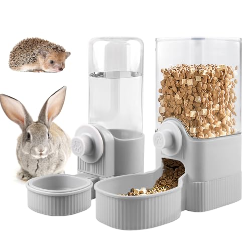 Vegena Trinkflasche Kaninchen Automatischer 2-In-1 Automatisches Futter- Und Wasserspender, Hängender Automatischer Futterspender Futterspender Und Wasserspender Für Katzen, Kaninchen, Meerschweinchen von Vegena