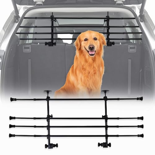 Vehipa Hundegitter Auto Kofferraum, Verstellbarer Kofferraum Trenngitter, Einfach zu Installierender Schutzgitter Auto Hundegitter, Gepäckgitter für Hunde Universal 82-142cm(L)×32-46cm(H) von Vehipa