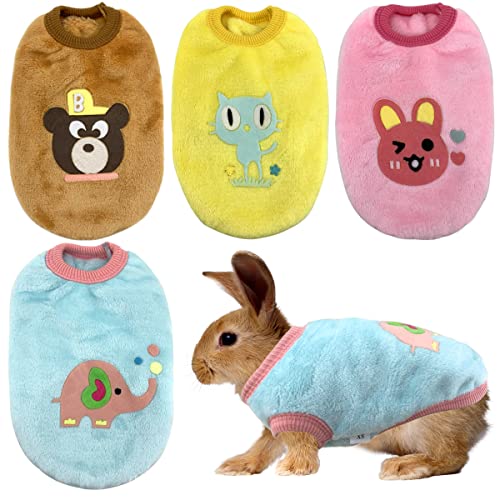 Vehomy 4 Stück Kaninchen-Kleidung Meerschweinchen Kleidung Kostüm kleine Haustiere gemütlich Fleece Weste warm T-Shirt Pullover für Frettchen, Teetasse, Welpen, Kätzchen und andere kleine Tiere XS von Vehomy