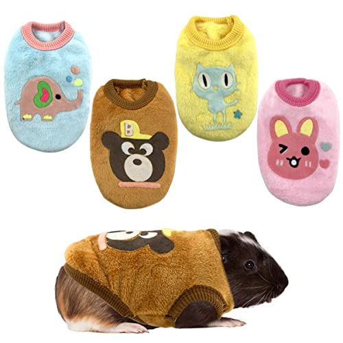 Vehomy 4 Stück Kaninchen-Kleidung Meerschweinchen Kleidung Kostüm kleine Haustiere gemütlich Fleece Weste warm T-Shirt Pullover für Frettchen, Teetasse, Welpen, Kätzchen und andere kleine Tiere 3XS von Vehomy