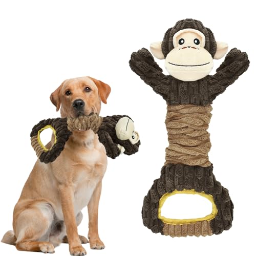 Vehomy Hund Quietschspielzeug Gorilla geformt Hundespielzeug für aggressive Kauer Tauziehen Hundespielzeug Haustier Interaktives Spielzeug Hund Plüschtier mit Knisterpapier für Kleine Mittlere Große von Vehomy