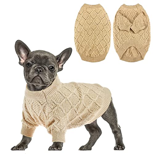 Vehomy Hundepullover Pullover Kleine Hunde Frühlingskleidung mit Rhombischem Muster Welpen Frühling Shirt Hund Hohlmuster Strickwaren Welpe Katze Atmungsaktiv Strickshirt Outfit für kleine mittelgroße Hunde L von Vehomy