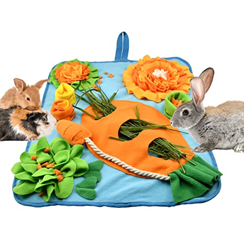 Vehomy Kaninchen Futtermatte mit Fixiergriff Haustier Hasen Meerschweinchen Polar Fleece Schnuffel Pad Kleintier Interaktive Fütterungsmatte Bett für Kaninchen Hamster Hunde Chinchillas Ferrets von Vehomy