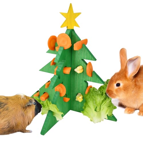 Vehomy Kaninchen Futtersuche Spielzeug Weihnachten Meerschweinchen Kaninchen Puzzle Futtersuche Spielzeug Weihnachtsbaum Bunny Gemüse Heu Feeder Weihnachtsbaum Kleines Haustier Interaktives Spielzeug von Vehomy