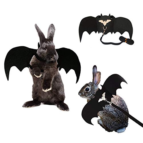 Vehomy Kleine Tiere Halloween Geschirr Leine Kostüm Kaninchen Kleine Fledermaus Flügel Bekleidung für Hasen, Kaninchen, Welpen und kleine Katzen von Vehomy