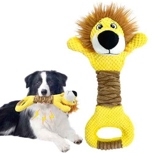 Vehomy Quietschendes Hundespielzeug für Aggressive Kauer Tauziehen Hundespielzeug Haustier Interaktives Spielzeug Hund Plüsch Löwe Spielzeug für kleine mittlere große Hunde von Vehomy