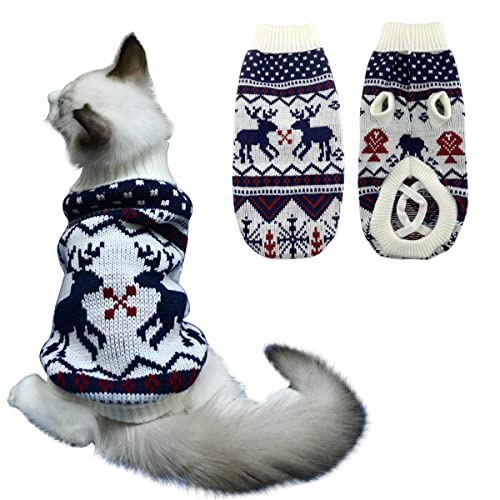 Vehomy Weihnachtspullover für Hunde und Katzen, gestrickt, mit Weihnachtsbaum, Rentieren, Schneeflocken, warm, Größe XS von Vehomy