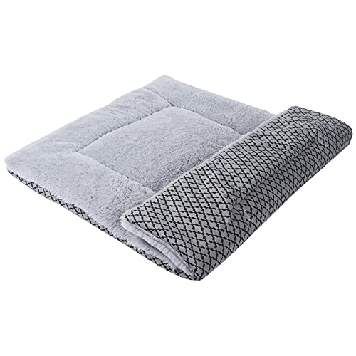 Vejaoo Hundebett Hundematte Weiche und warme Matte Hundekissen für Hunde und Katzen Sofa für Heimtiere XZ014 (Short Plush Grey, XL (100X70CM)) von Vejaoo