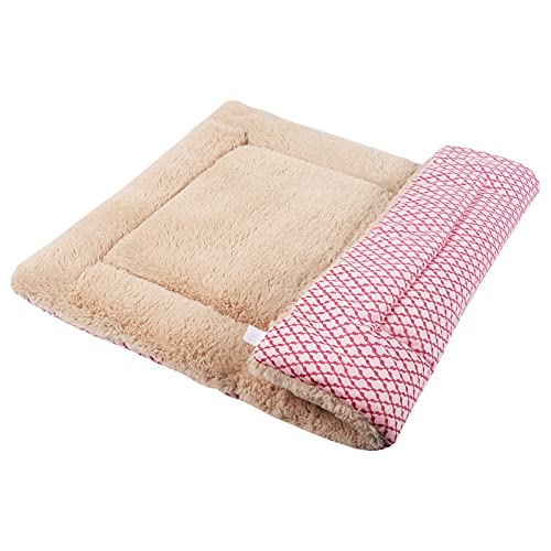 Vejaoo Hundebett Hundematte Weiche und warme Matte Hundekissen für Hunde und Katzen Sofa für Heimtiere XZ014 (Short Plush Pink, XL (100X70CM)) von Vejaoo