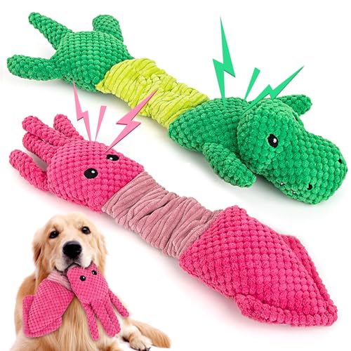 Vekung Quietschendes Hundespielzeug, gefülltes Plüsch-Hundespielzeug für große Hunde, interaktives Hundespielzeug, um sie zu beschäftigen, Kauspielzeug für kleine, mittelgroße und große Rassen, 2 von Vekung