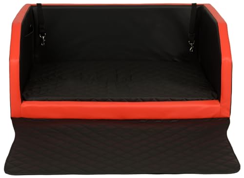 Autohundebett Reisebett Hundebett für Kofferraum Transportsystem 100x90cm (Farbe: schwarz-rot) von Velinda