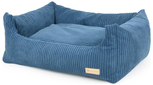 Velinda Hundebett Hundeschlafplatz Hundesofa Hundeliege Hundecouch Haustierbett Tierbett (Farbe: dunkelblau (Cord)) von Velinda