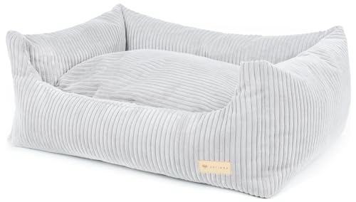 Velinda Hundebett Hundeschlafplatz Hundesofa Hundeliege Hundecouch Haustierbett Tierbett (Farbe: grau (Cord)) von Velinda