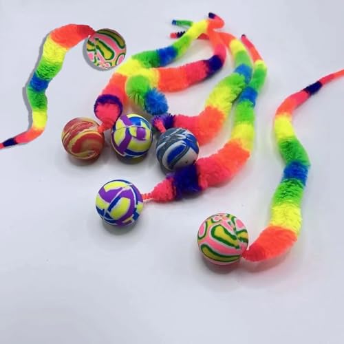 Veluxora Funny wackelball für Katzen, katzenspielzeug Ball hüpfball, Wurmkatzenspielzeug, Ball Worm Cat Toy, Interaktives Spielzeug für Katzen Hüpfball, 6PC (005) von Veluxora