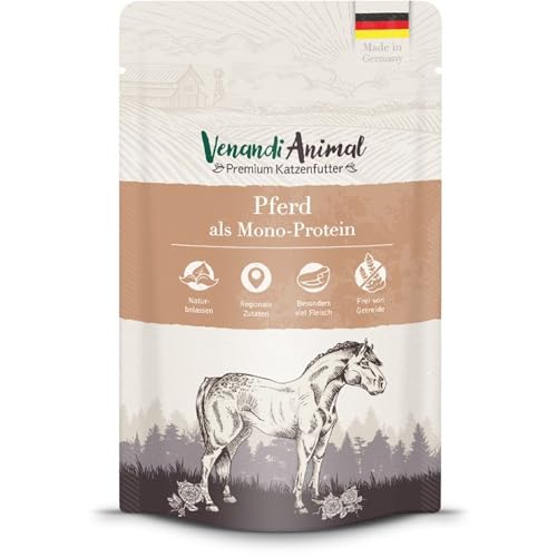 Venandi Animal Katzenfutter Nass | 100% frisches Fleisch | Single Protein: auch für Katzen mit empfindlichem Magen geeignet (Pferd, 12 x 125g) von VenandiAnimal