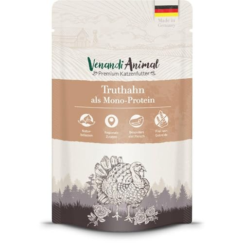 Venandi Animal Katzenfutter Nass | 100% frisches Fleisch | Single Protein: auch für Katzen mit empfindlichem Magen geeignet (Truthahn, 12 x 125g) von VenandiAnimal