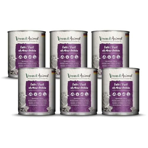 Venandi Animal - Premium Nassfutter für Katzen - Ente als Monoprotein 6er Pack (6 x 800 g), getreidefrei, Monoprotein von Venandi Animal