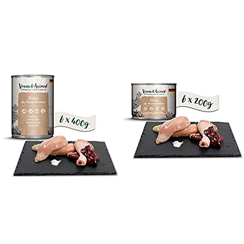 Venandi Animal Premium Nassfutter für Katzen, Huhn als Monoprotein, 6 x 400 g, 2.4 kg & Premium Nassfutter für Katzen, Huhn als Monoprotein, 6 x 200 g, 1.2 kg von VenandiAnimal