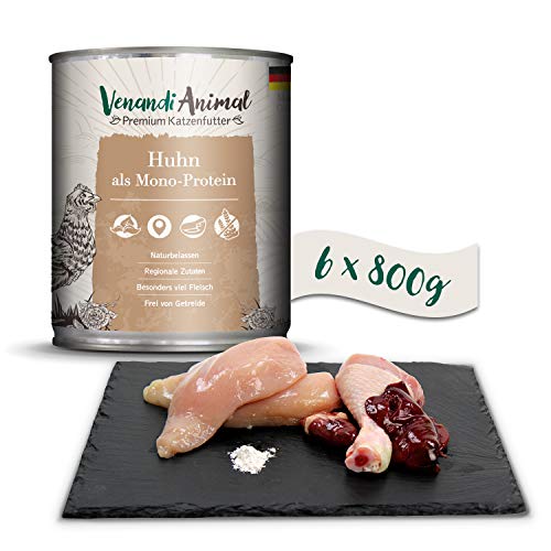 Venandi Animal - Premium Nassfutter für Katzen - Huhn als Monoprotein 6er Pack (6 x 800 g), getreidefrei, Monoprotein von VenandiAnimal