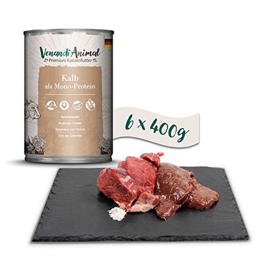 Venandi Animal - Premium Nassfutter für Katzen - Kalb als Monoprotein 6er Pack (6 x 400 g), getreidefrei, Monoprotein von Venandi Animal