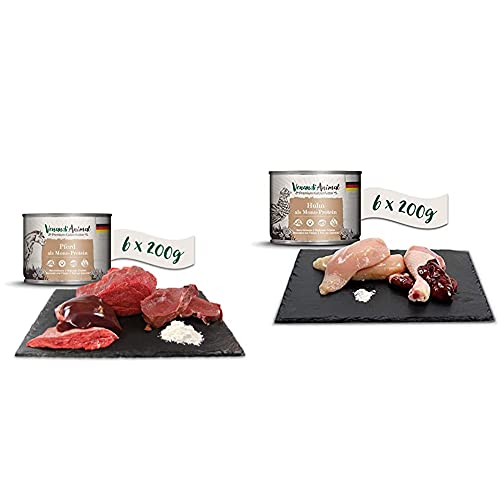 Venandi Animal Premium Nassfutter für Katzen, Pferd als Monoprotein, 6 x 200 g, 1.2 kg & Premium Nassfutter für Katzen, Huhn als Monoprotein, 6 x 200 g, 1.2 kg von VenandiAnimal