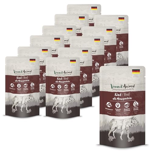 Venandi Animal - Premium Nassfutter für Katzen - Rind als Monoprotein 12er Pack (12 x 125 g), getreidefrei, Monoprotein von VenandiAnimal