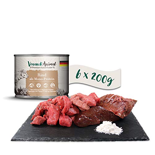 Venandi Animal – Premium Katzenfutter – Rind als Monoprotein, Nassfutter, getreidefrei und naturbelassen, 6er Pack (6 x 200g) von VenandiAnimal