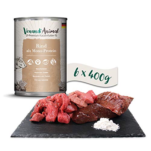 Venandi Animal - Premium Nassfutter für Katzen - Rind als Monoprotein 6er Pack (6 x 400 g), getreidefrei, Monoprotein von VenandiAnimal