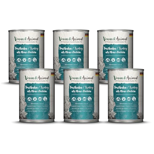 Venandi Animal - Premium Nassfutter für Katzen - Truthahn als Monoprotein 6er Pack (6 x 400 g), getreidefrei, Monoprotein von VenandiAnimal